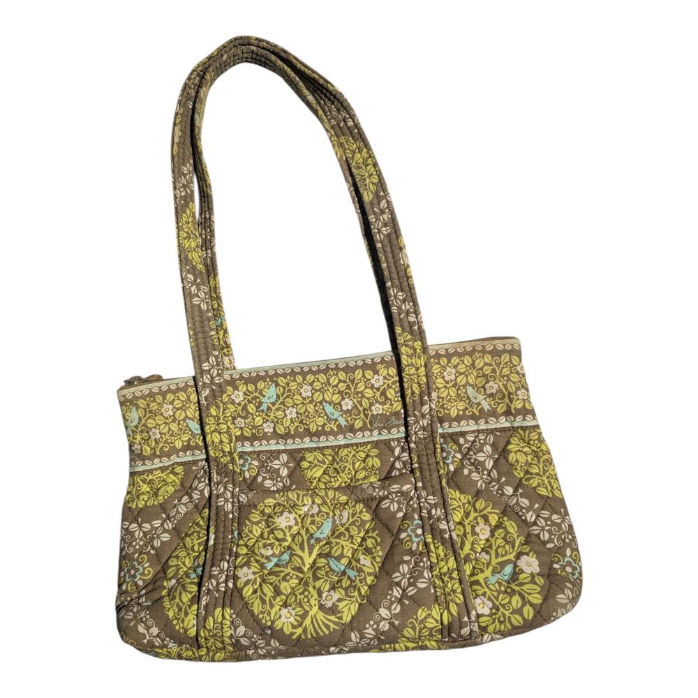 Vtg Y2K Vera Bradley Bluebird in Tree Brown Green Floral Quilted Shoulder Bag